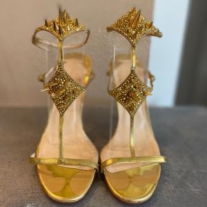 Vintage Christian Louboutin Novelty Lady Max 100 Embellished Gladiator Spikes